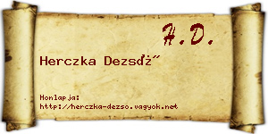 Herczka Dezső névjegykártya